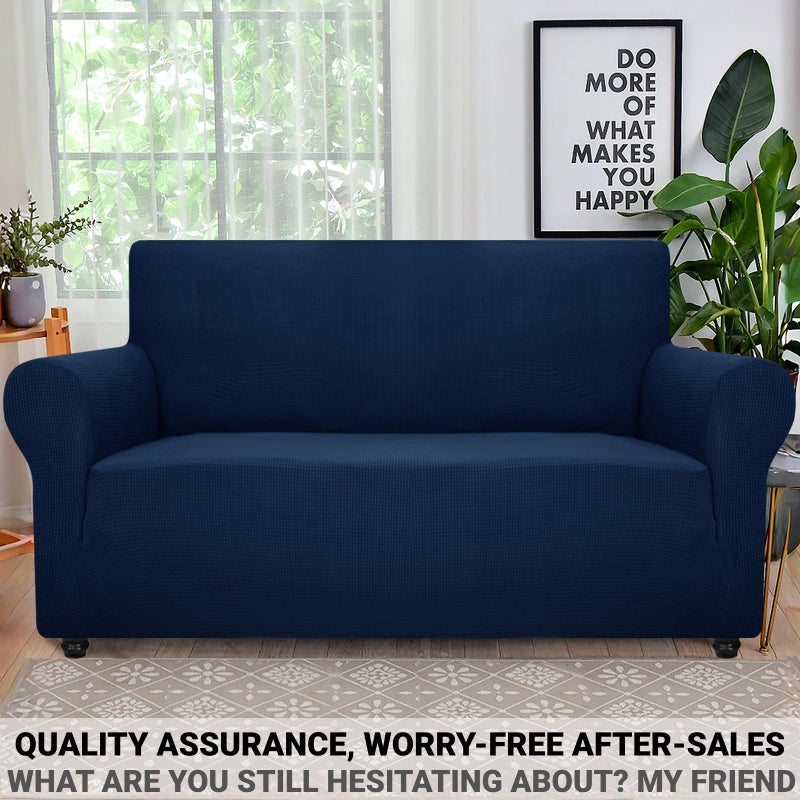 ZNSAYOTX Super Stretch Couch Cover Love Seat Sofa Covers for Living Room Dogs Pet Friendly Furniture Protector Spandex Loveseat Slipcovers with Anti Slip Foam Sticks (Navy Blue, Loveseat) - Image 5